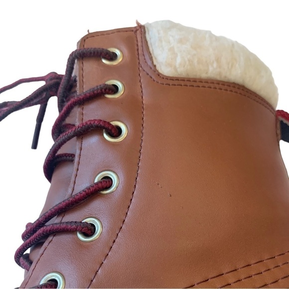 TOMMY HILFIGER | Women’s Brown Russel Faux Fur Lined Leather Duck Boots | Size 7 - Picture 9 of 11